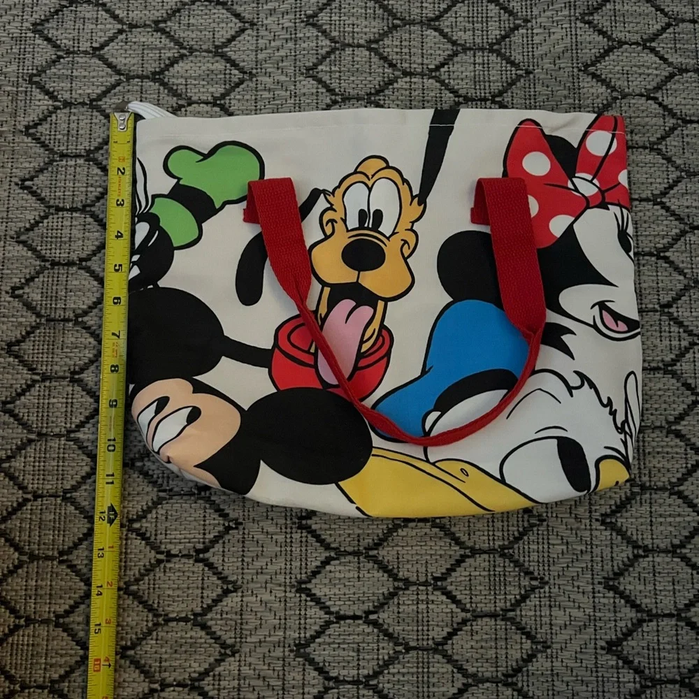 Disney Tote Bag with Red Handles and Multicolor Characters